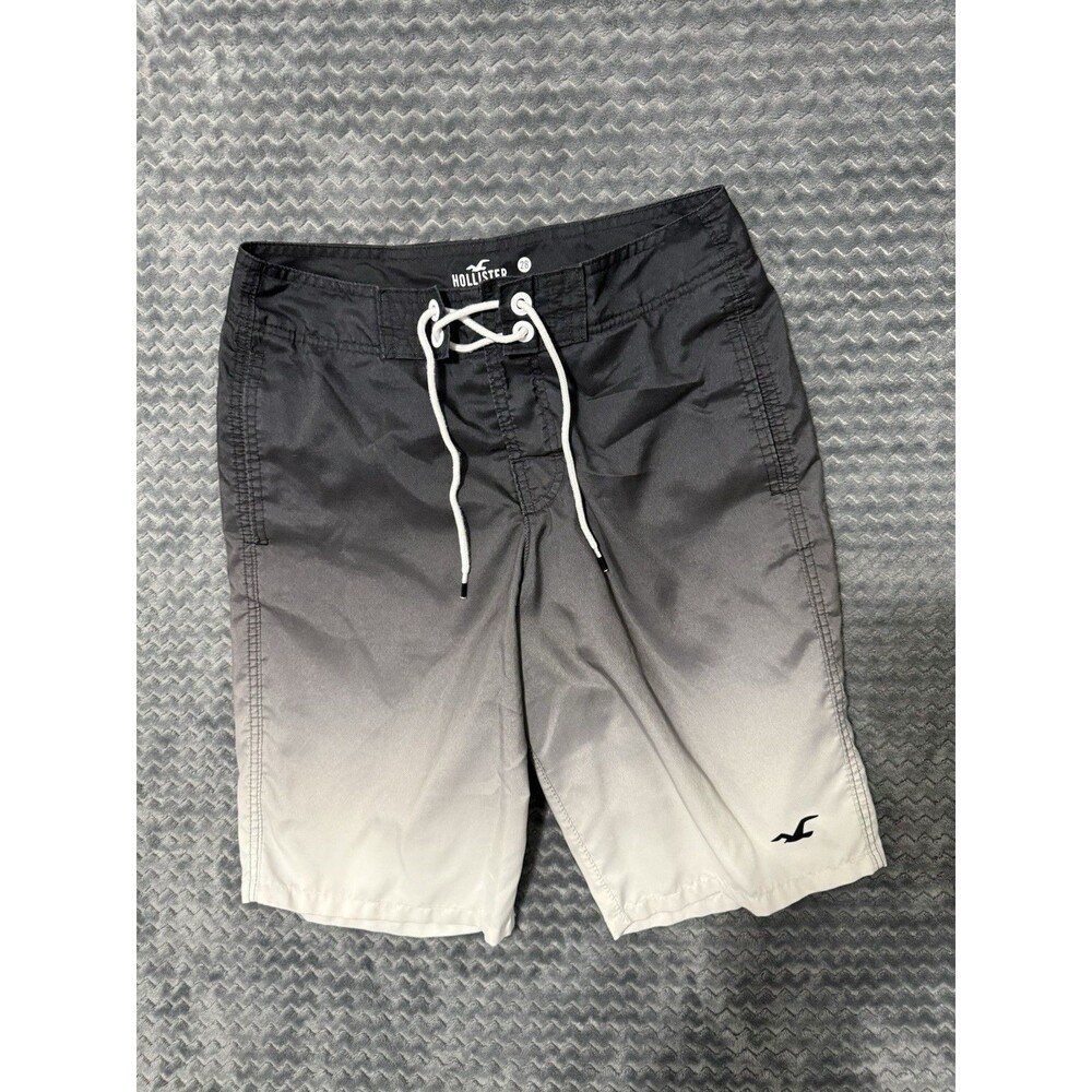 Mens Size 28 Hollister Gray Ombré 10” Swim Shorts Mesh Lining Swimsuit